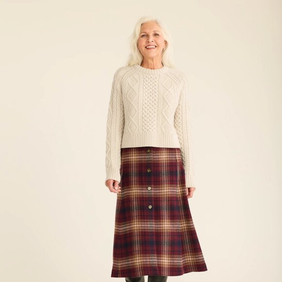 Women's Shetland Collection Cropped Fisherman Sweater in Birch - Picture 1 of 5
